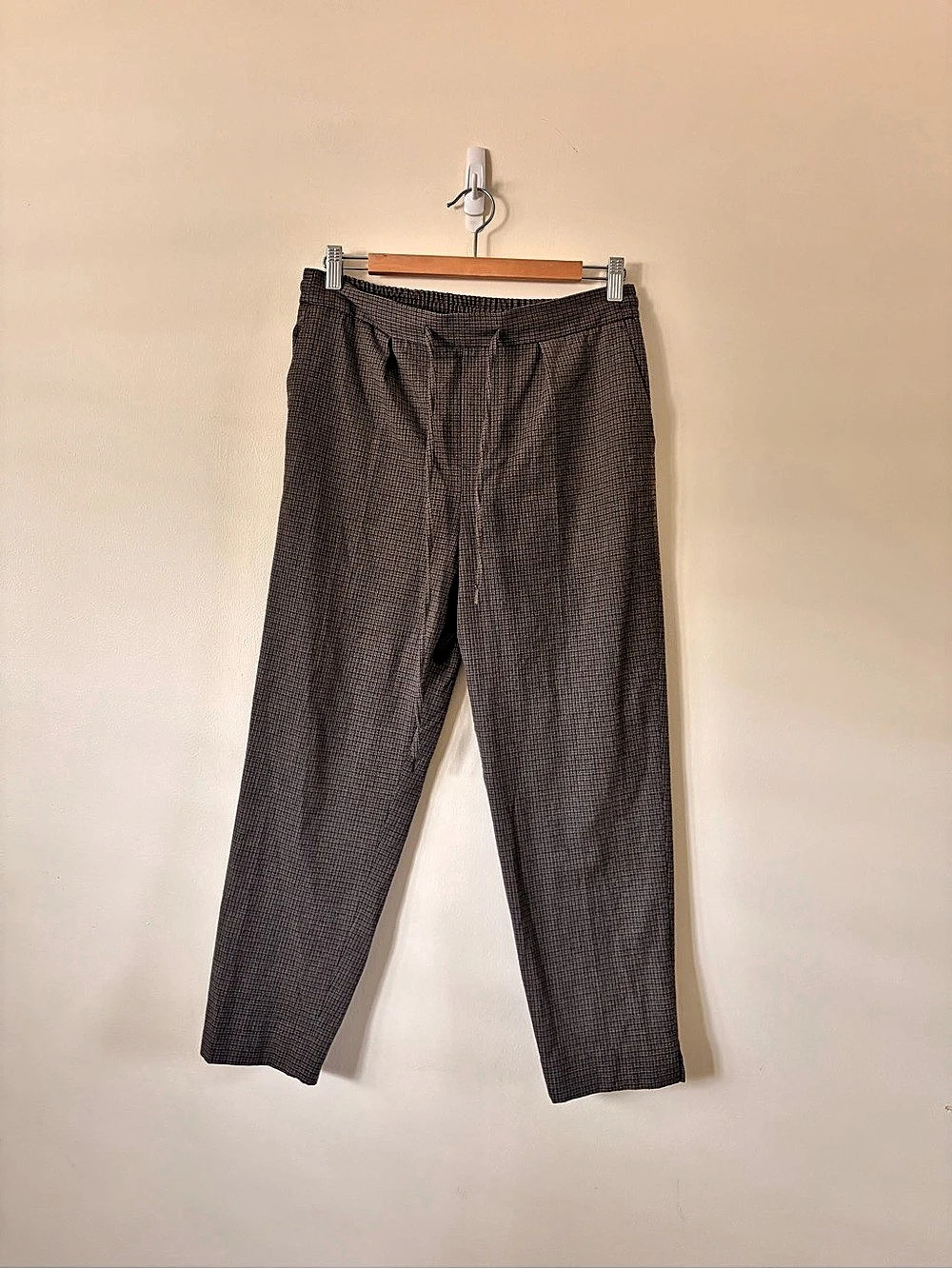 ZARA Straight Leg Trousers in Brown Herringbone 6